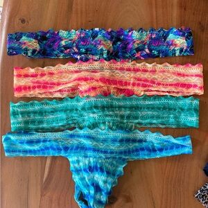 PINK Victoria's Secret Tie-Dye Lace Thong bundle (4 panties)